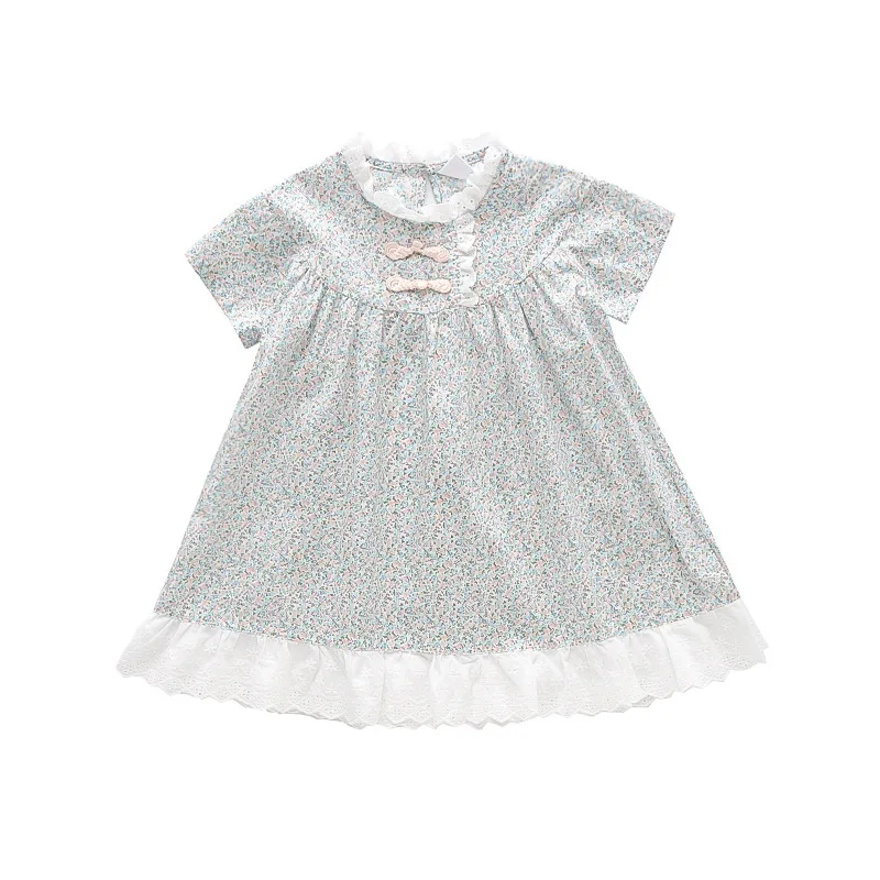 

New Summer Dress for Girl Party Floral Print Kids Clothes Baby Girls lace Dress Floral return to the ancients dress Clothes Kids