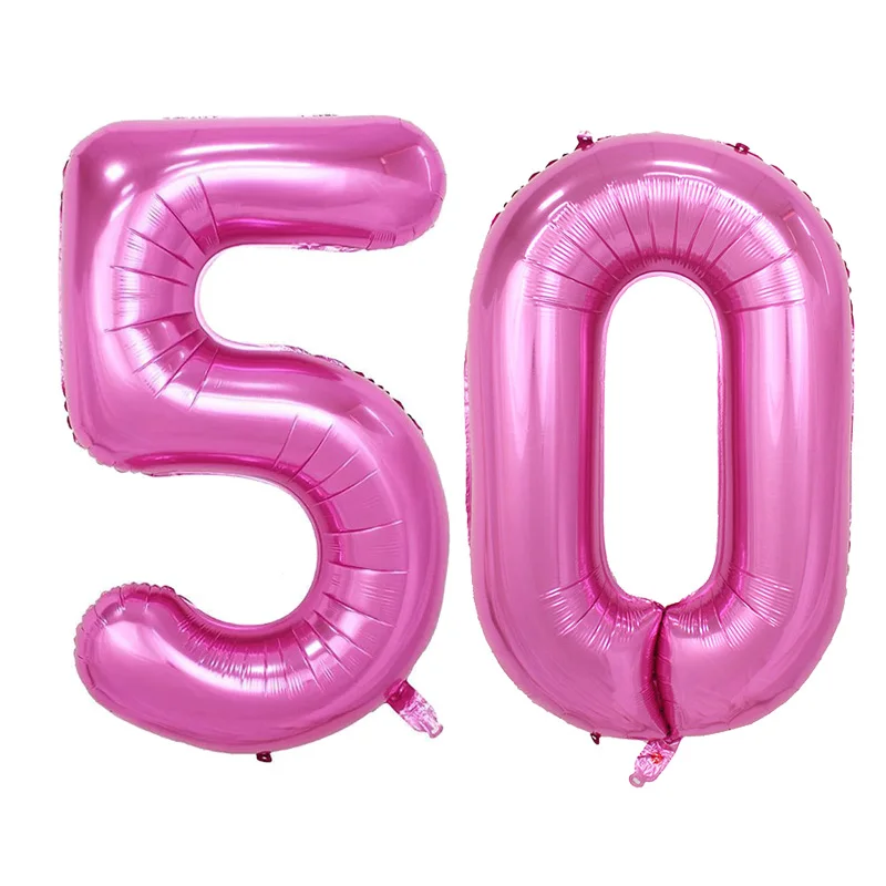 pink 50 balloon 32 дюймов 5 цветов воздушный шар баннер 18 21 30 40 50 60 день рождения украшение для взрослых день рождения письмо номер Фольга Воздушный шар Globos мяч - Цвет: pink 50 balloon