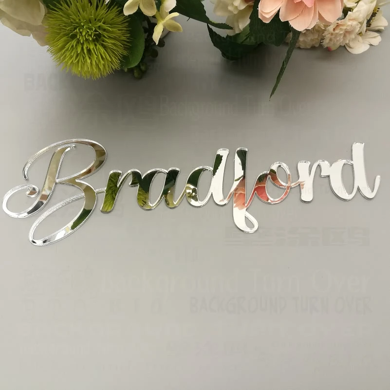 Зеркальный знак с именем на свадьбу декор вечерние ринки акриловый подарок заказ