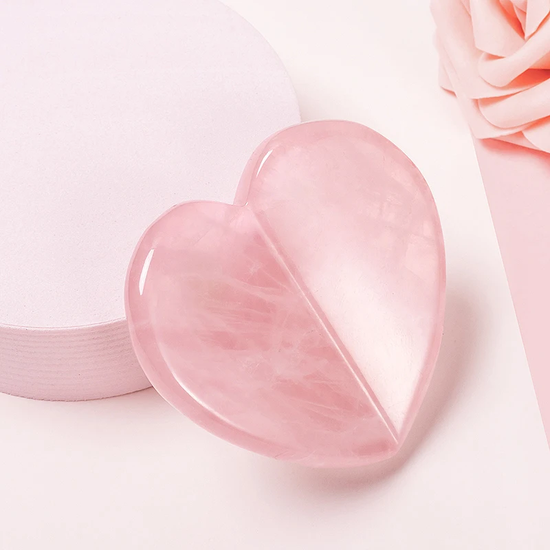 

Beauty Big Size Heart Love Gua Sha Tool Face Care Massager Natural Crystal Rose Quartz Facial Back Scraper China Traditional SPA