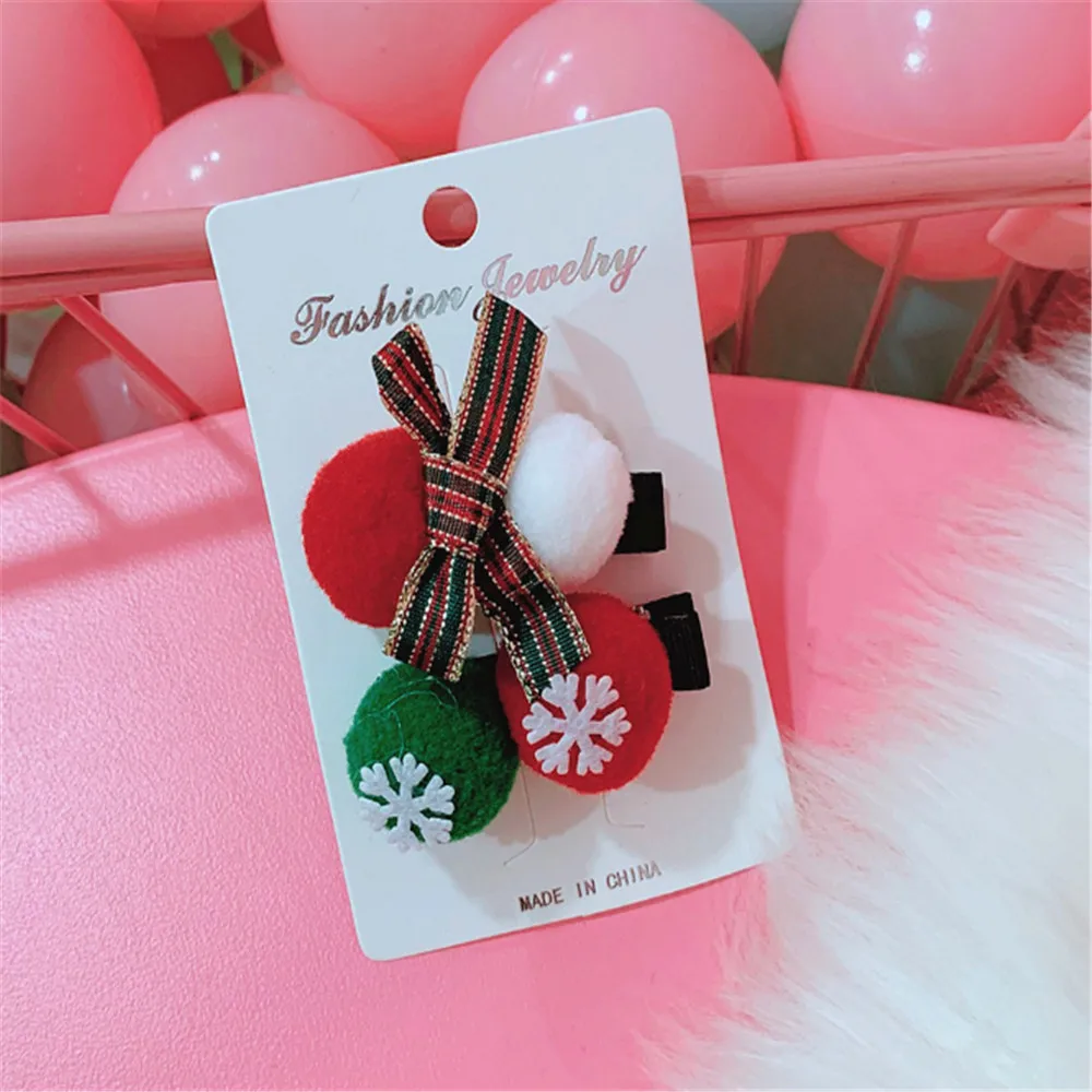 2/4PCS/ Christmas Hair Clip Cute Hair Clip Set Xmas Tree Hat Candy Santa Claus Headwear Hair Accessory Butterfly Hair Clip