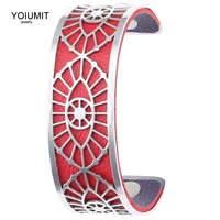 yoiumit demon eye bracelets stainless steel cuff leather bangle for women interchangeable jewelry bracelets
