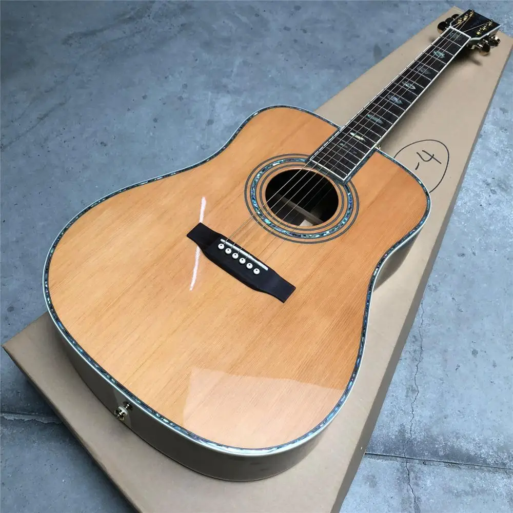 Акустическая гитара в стиле D 41 дюйм с жемчужными вставками из твердой ели