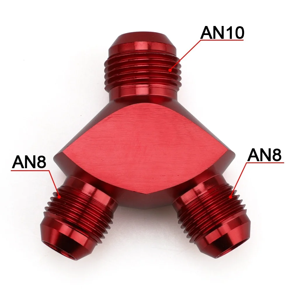 AN8-AN10 RED AN6 AN8 AN10 Алюминиевый Y Блок адаптер фитинги адаптер Черный Y Тип нефтяной трубы соединение - Цвет: AN8-AN10 RED