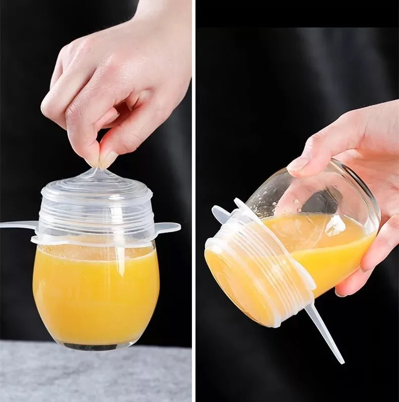 

6 Pieces Lid for Airtight Container Food Plastic Wrap Elasticity Tensile Airtight Transparency Cover Manufacturers Direct Sellin