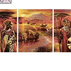 Африканская алмазная живопись сделай сам для домашнего декора, круглая квадратная мозаика, вышивка крестиком стразы, вышивка пейзажем