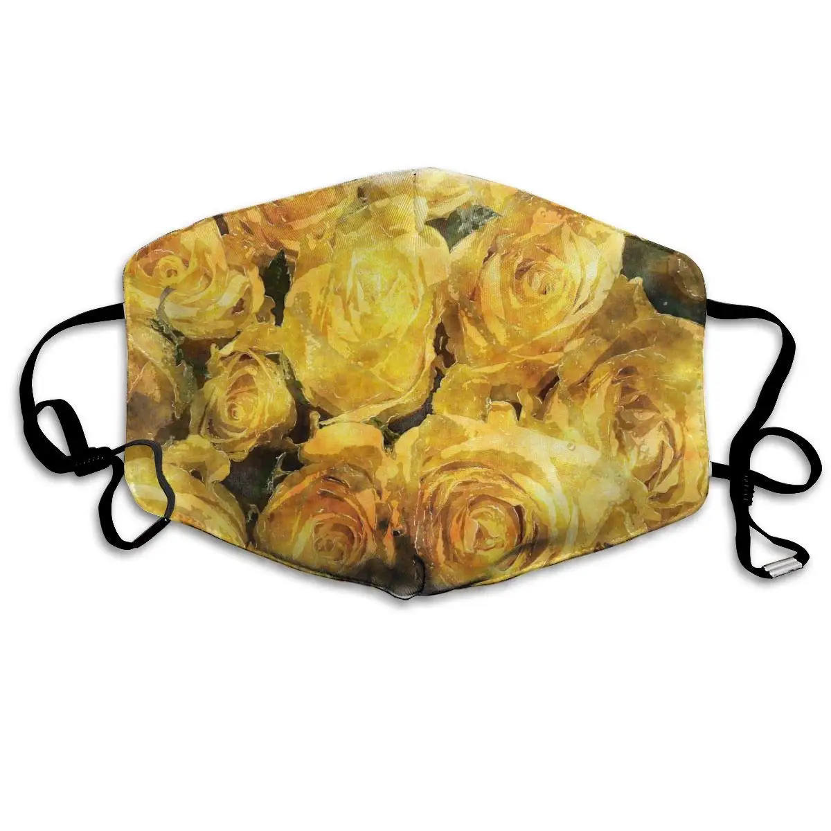 

Yellow Flower Unisex Mask Indoor Outdoor Cycling Camping Travel Windproof Sun Anti Dust Mask Mouth with Adjustable Ear Loops