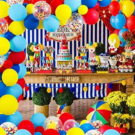 

104Pcs/lot Circus Balloons Garland Red Yellow Blue Confetti Balloon Arch for Carnival Baby Shower Wedding Birthday Party Decor