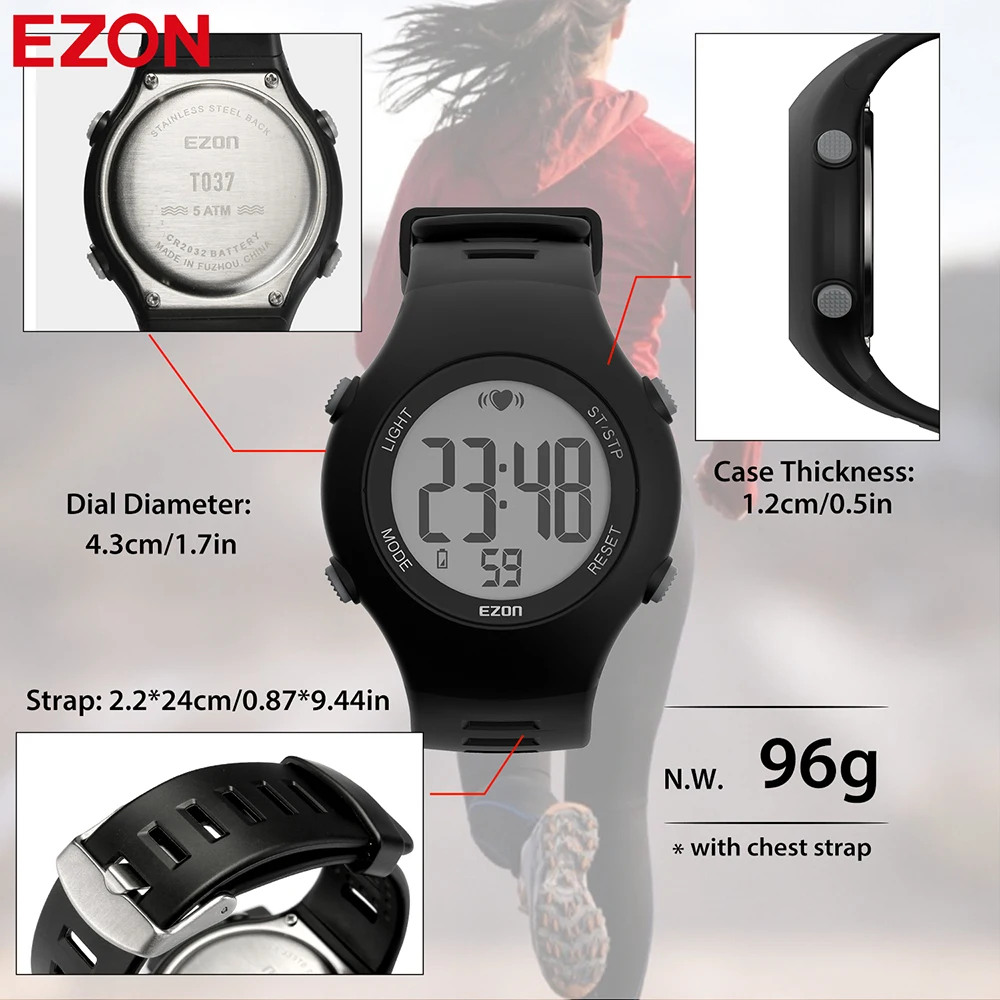 Спортивные наручные часы EZON T037 для мужчин и женщин цифровые уличные Смарт-часы с