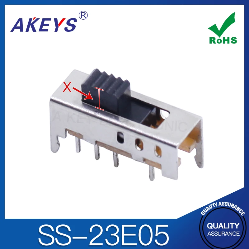 

20 шт. SS-23E05 (2P3T) вертикальный тумблер питания, двухрядный, 8-контактный, 3-позиционный, 2 фиксированных ножных раздвижных переключателя