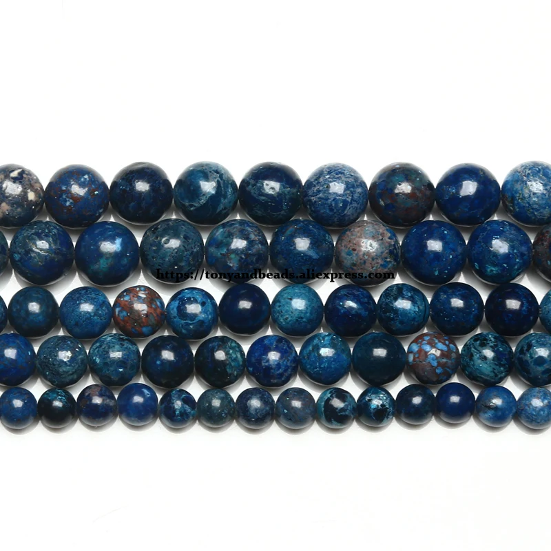 

15" Natural Stone New Lapis Lazuli Color Sea Sediment Turquoise Imperial Jasper Round Loose Beads 6 8 10MM