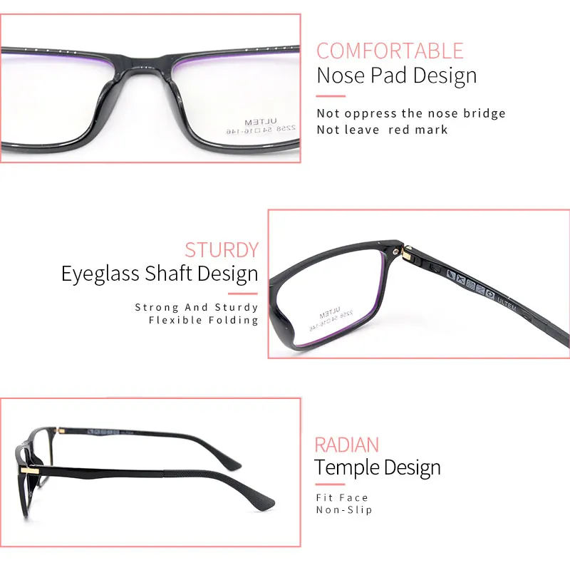 

LUCIDIE 2021 Ultem Anti Blue Ray Eyeglasses Frames Men Women Eyeglass Vintage Square Optical Spectacles Myopia Optical Eyewear