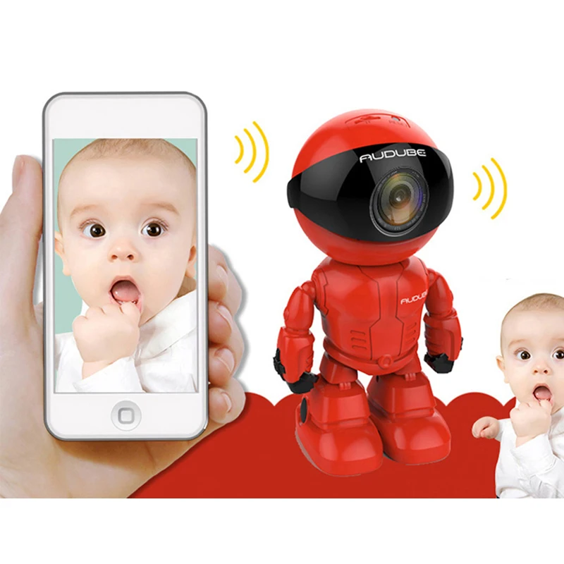Беспроводная красная Роботизированная Wi-Fi камера IP P2P CCTV видеонаблюдения HD H.264 130MP
