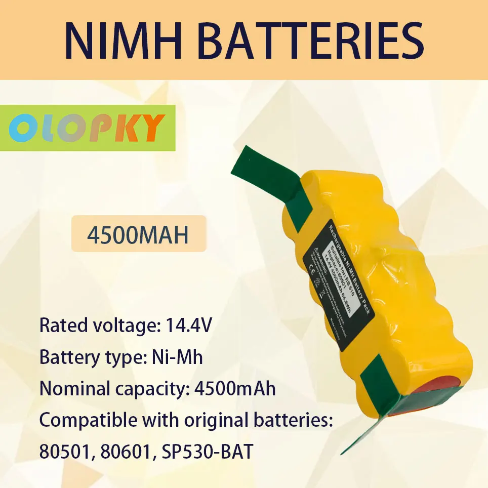 

2021 перезаряжаемая батарея для пылесоса 14,4 В 4500 мАч Ni-MH для iRobot Roomba 500 520 555 560 600 780 700 780 770 800 880