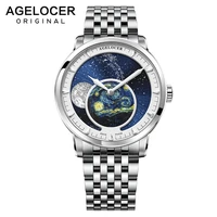 agelocer self winding mechanical watch moonphase automatic watches waterproof power reserve 80h wristwatch men relogio masculino