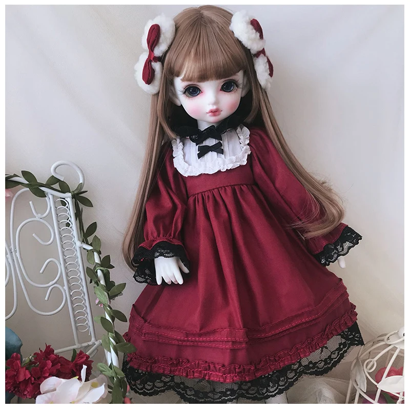 Одежда для кукол BJD красное платье костюм 1/6 YOSD 1/4 MSD Blyth аксессуары + украшение