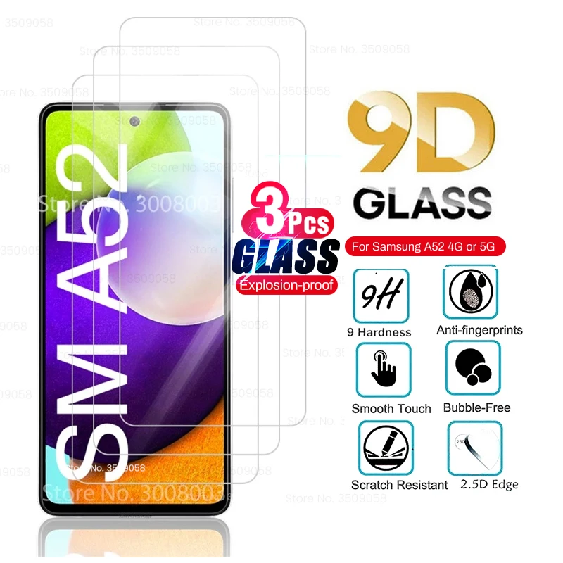 

Защитное стекло для samsung galaxy a52 a 52 2021 4g 5g 6,5 дюйма, Взрывозащищенная пленка, закаленное стекло, 3 шт.