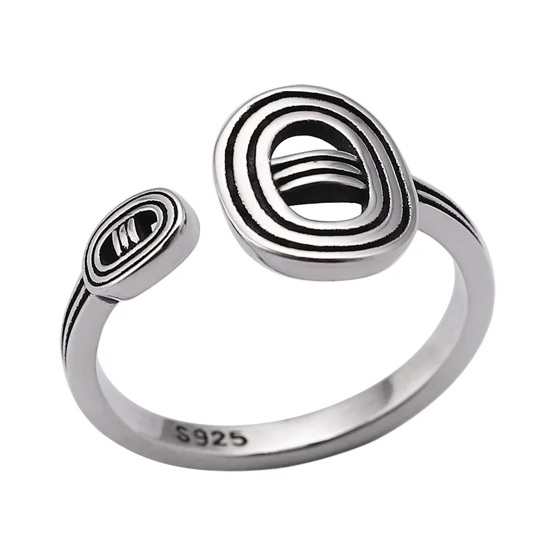 Kinel Vintage Spiral Oval Rings 925 Sterling Silver Rings for Women Stackable Ring Silver 925 Jewelry Fine Jewelry