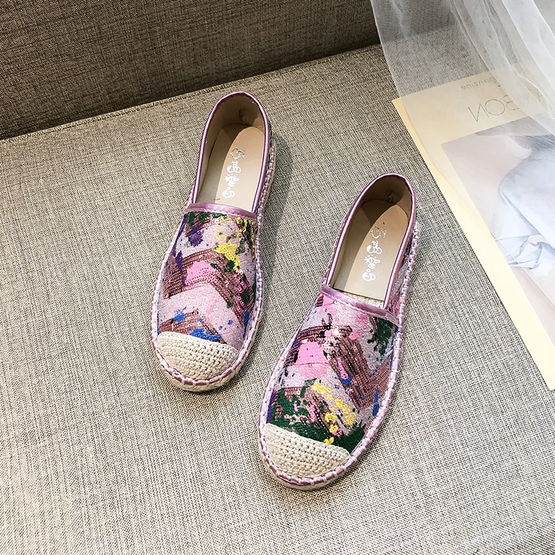 

Spring New Women Bling Flats 2020 Casul Loafers Comfortable Slip-on Mules Fashion Fisherman Shoes