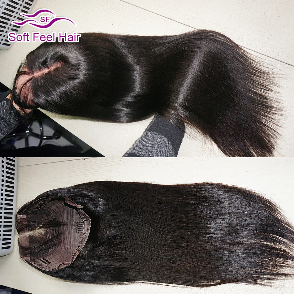 Soft Feel Hair 4*4 парики из натуральных волос, предварительно сорванные бразильские парики для черных женщин 1B Remy парик Средний часть