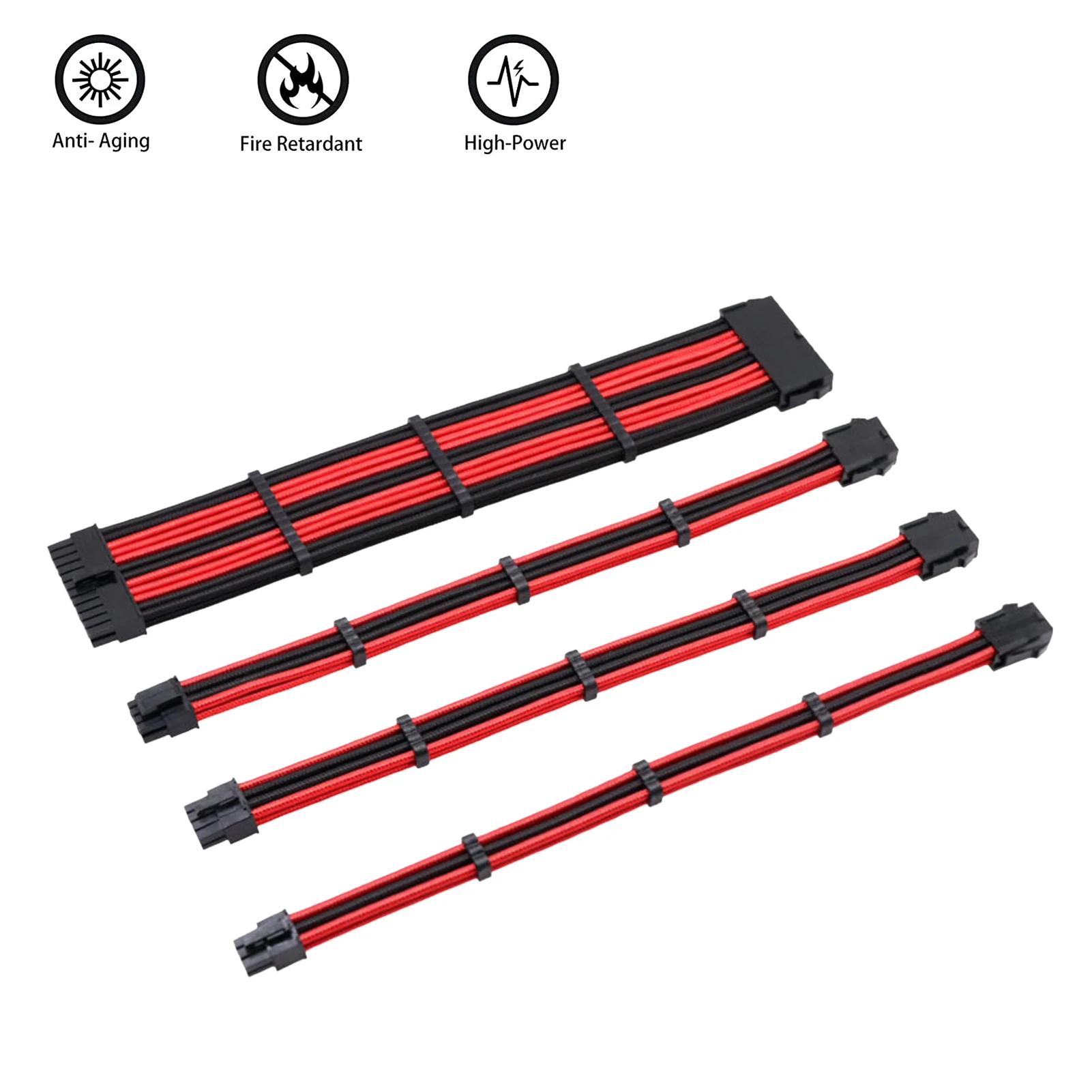 Удлинительный кабель ATX 1x24 P 1x(62)8P 1x(44)8 1x6 Комплект кабелей 30 см сетевой нейлоновый