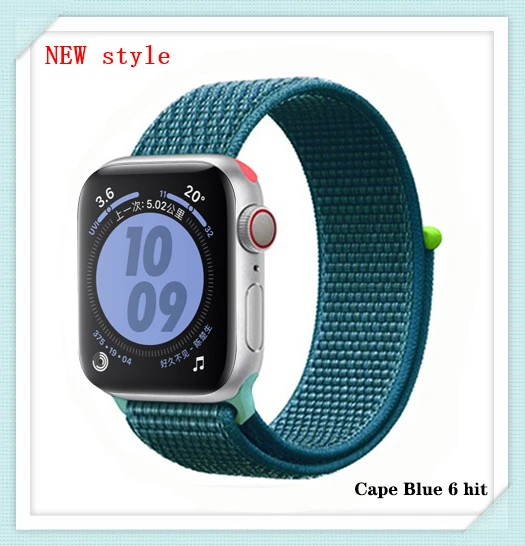 Нейлон pulseira для apple watch band 4 44 мм 40 мм(iwatch 5) apple watch 3 2 1 ремешок 42 мм 38 мм дышащий браслет ремень аксессуары - Цвет ремешка: Cape Blue 6 hit