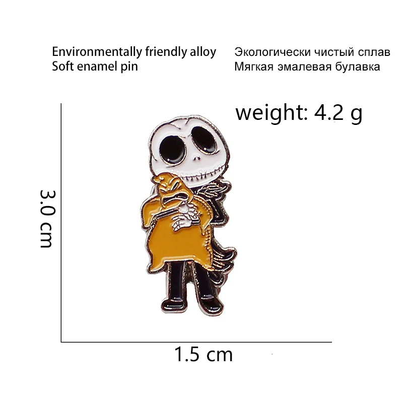 Панк Рождество Джек Скеллингтон брошь череп Хэллоуин готические фильмы булавки
