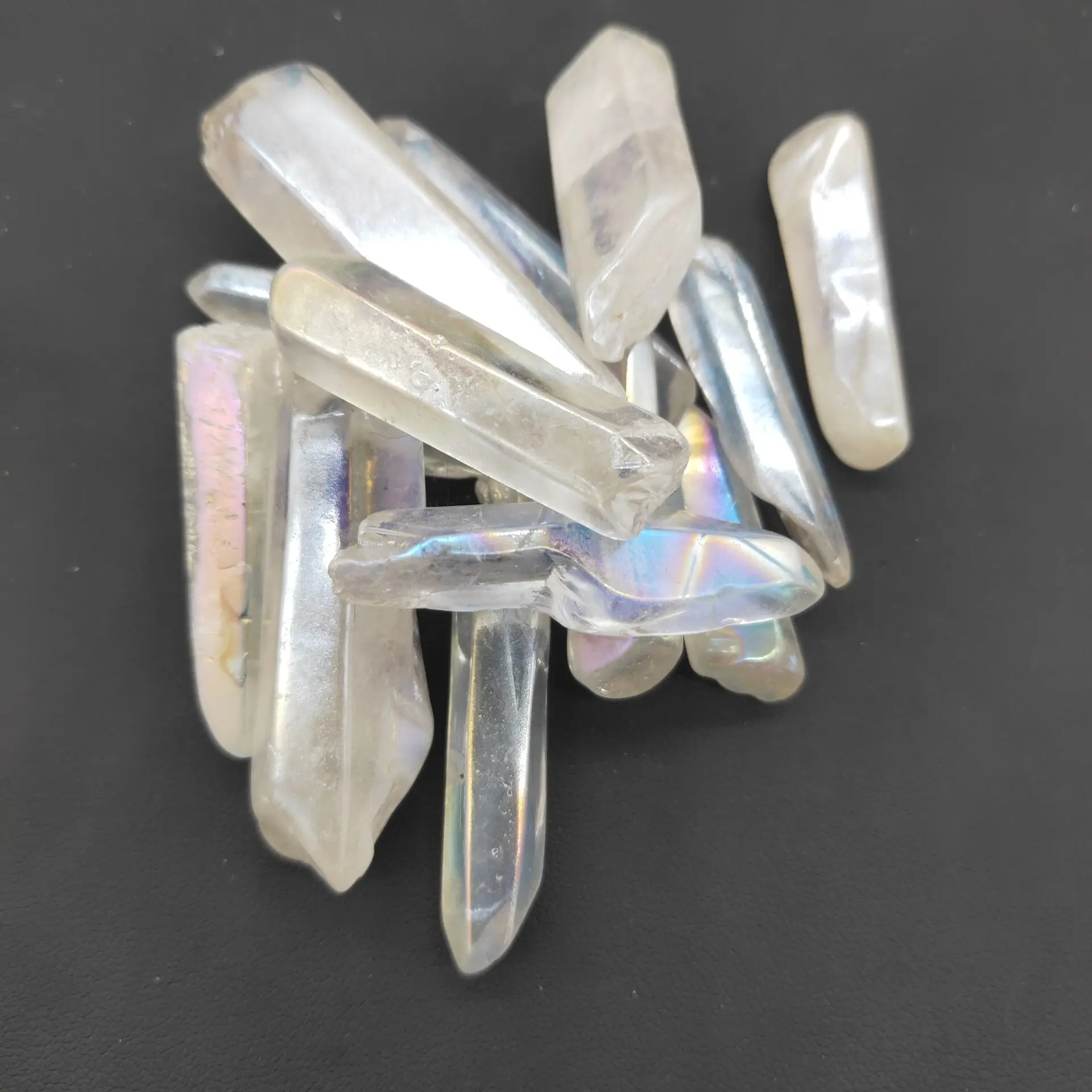 Гальванический белый титан радуга аура лемурийский кварц точечный лечебный