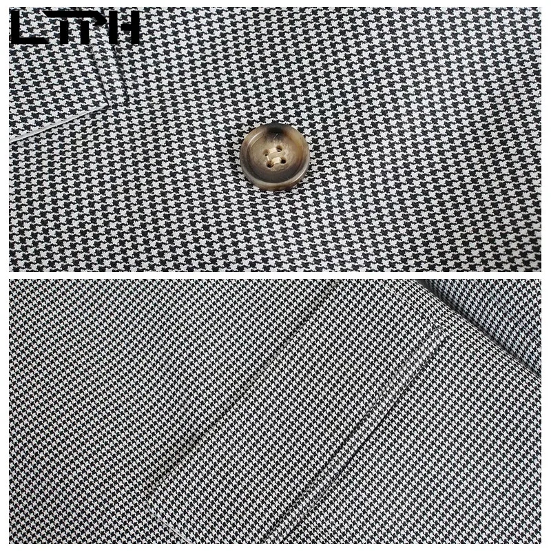 LTPH-chaquetas a cuadros estilo vintage americano para mujer, abrigos holgados de manga larga con doble botonadura, primavera 2021