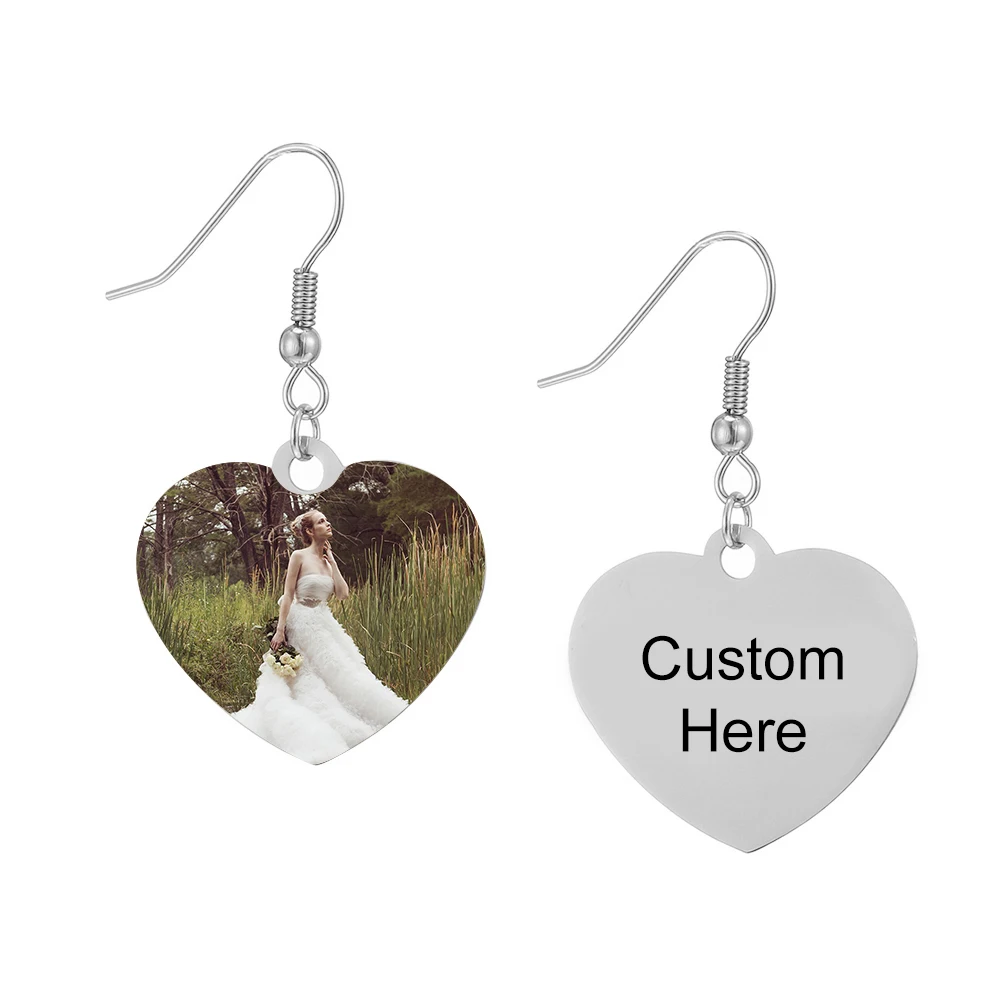 Пользовательское имя серьги с фотографией персонализированные Висячие для