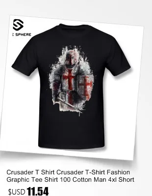 Футболка Crusader, футболка Crusader, модная футболка с графикой, 100 хлопок, мужская, 4xl, с коротким рукавом, забавная футболка