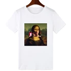 Женская футболка с принтом Моны Лизы, забавная футболка с рисунком прикуривателя, футболка в стиле панкХарадзюку, одежда в бразильском стилехип-хопготическом стиле, 2021