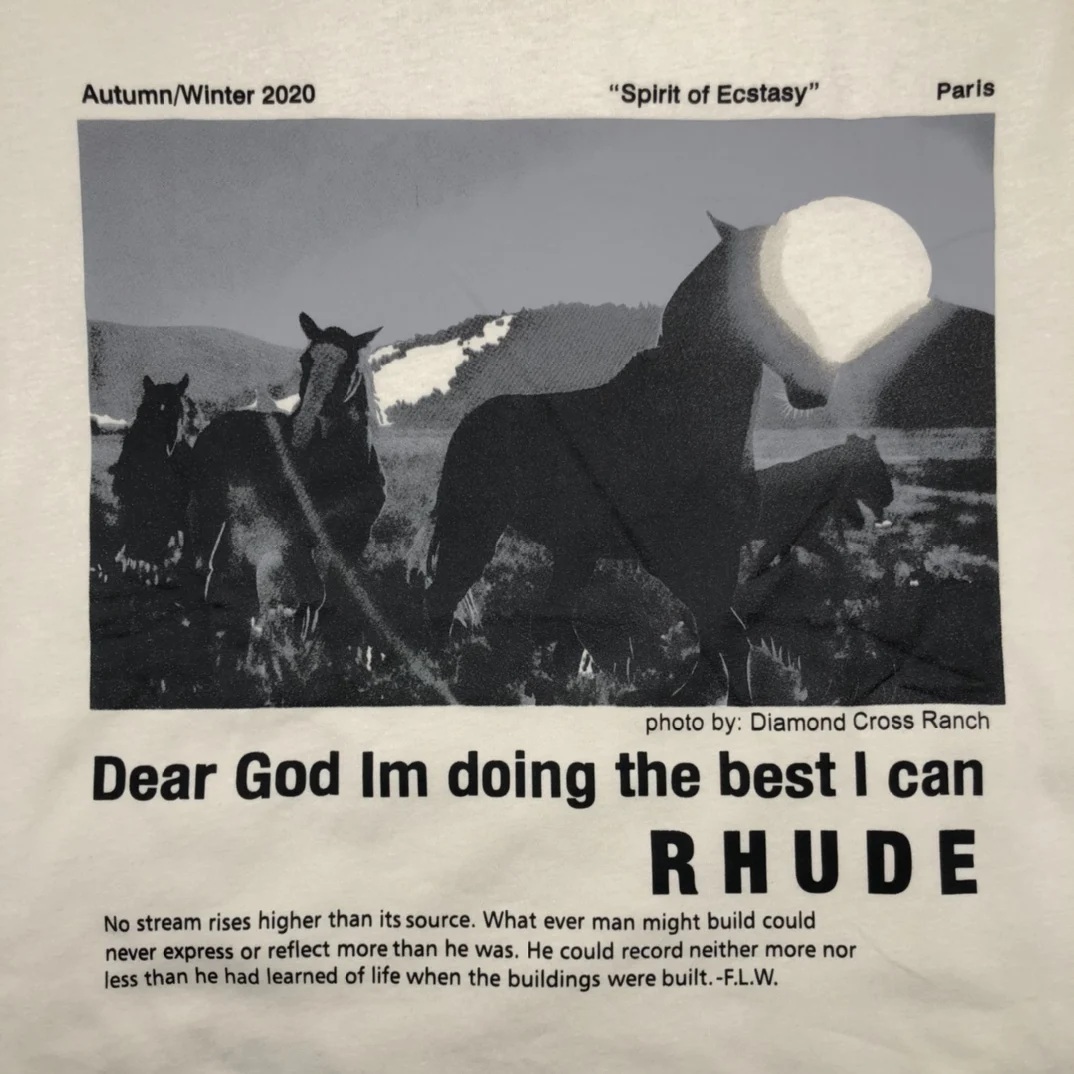 

Rhude Dear God Im doing the best I can Popular Streetwear Best Quality 100% 1:1 Cotton T-shirts Summer Clothes For Women/Men