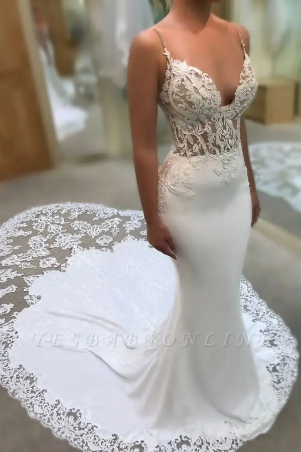 

Vestidos De Novia, хит продаж, свадебные платья с v-образным вырезом и бретельками, кружевные аппликации, свадебные платья с кортом