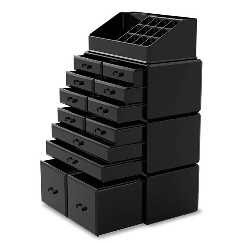 

Large Capacity Makeup Organizer Acrylic Cosmetic Storage Drawers and Jewelry Display Box with 12 Drawers