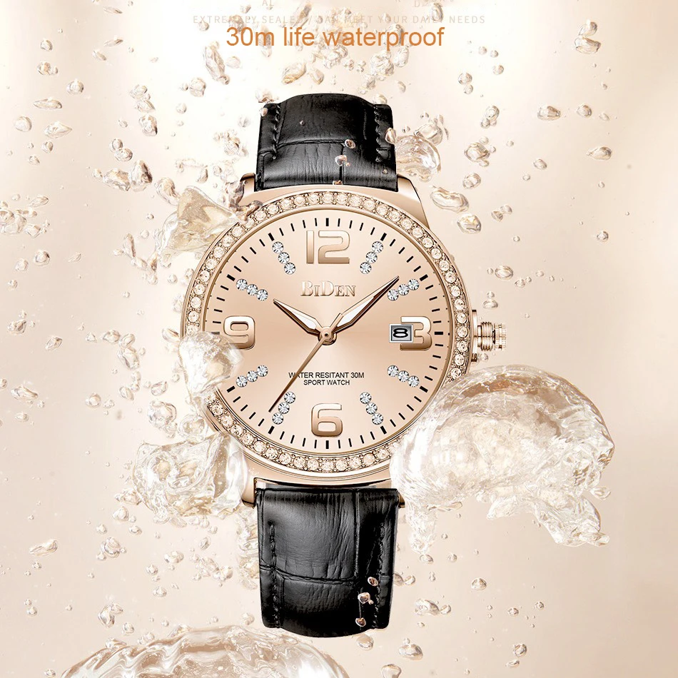 Часы наручные BIDEN женские кварцевые с кожаным ремешком деловые простые подарок