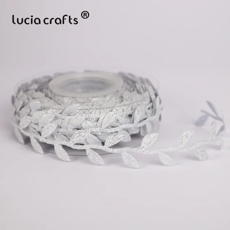 Lucia crafts 1 рулон/лот(10 метров/рулон) 30 мм листья отделка украшения лист ленты DIY ткань аппликации швейная одежда Q0708 - Цвет: Silver