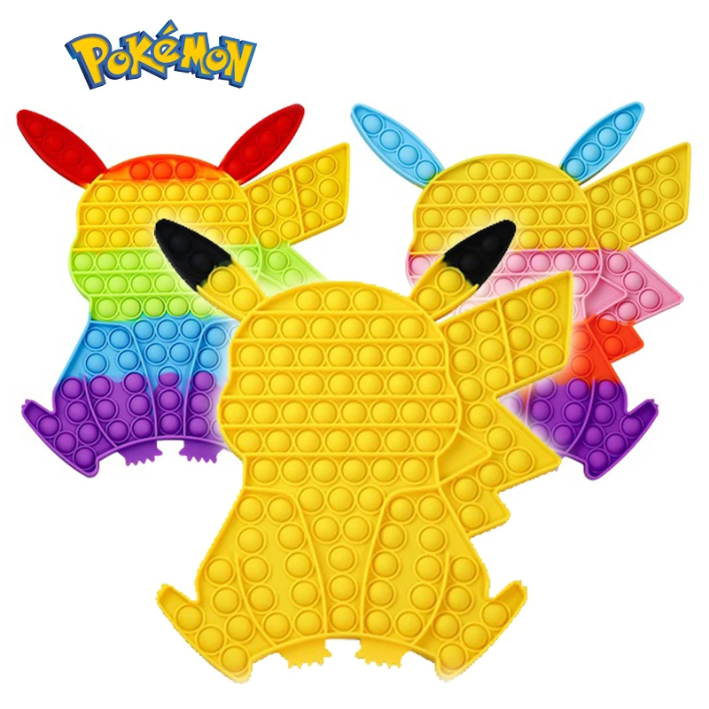 Pikachu-figuras de Pok&eacute;mon Go para ni&ntilde;os, juguetes antiestr&eacute;s, Burbuja de empuje, alivia el estr&eacute;s, Kawaii, regalo para ni&ntilde;os y ni&ntilde;as-0