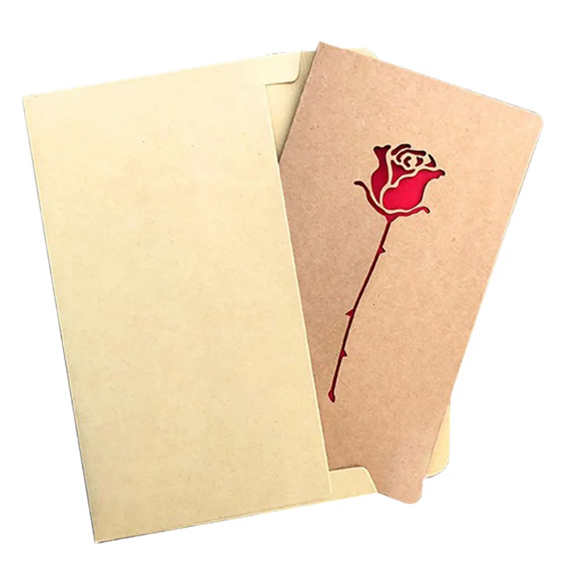 

5pcs Hollowed out greeting card small card diy paper carving kraft paper customized Chinese Valentine's Day