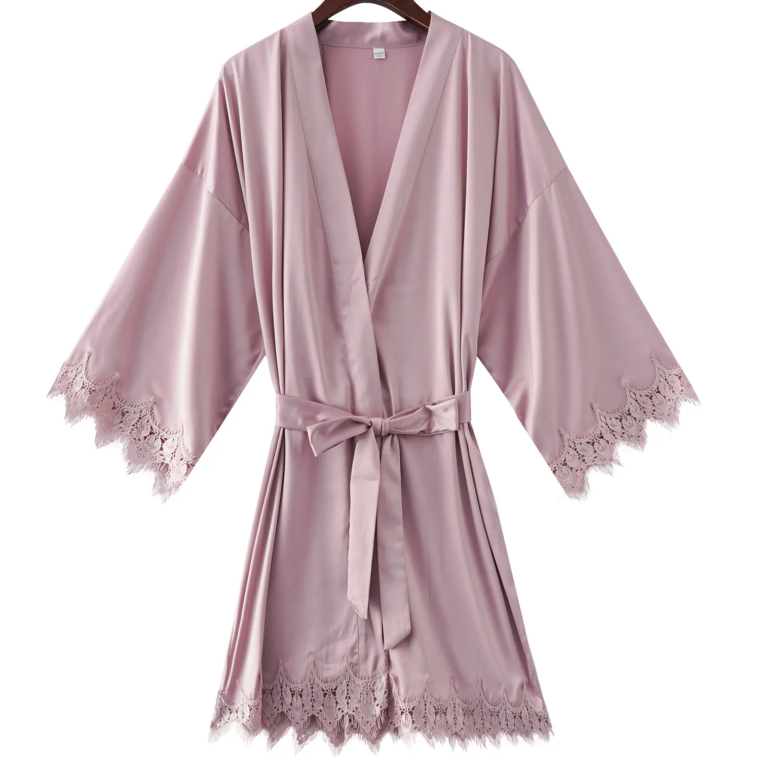 soft mauve YUXINBRIDAL матовый атласный кружевной халат с отделкой свадебное платье невесты Халаты кимоно для невесты халат Свадебные халаты - Цвет: soft mauve