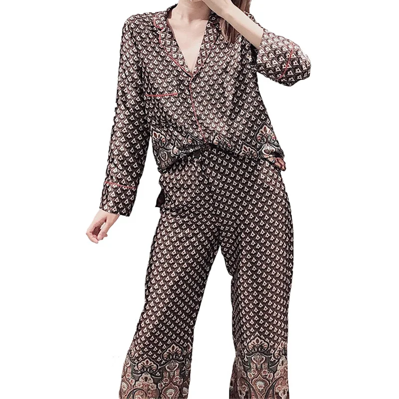 Осень 2019 Повседневная Женская одежда с принтом Коричневый спортивный костюм