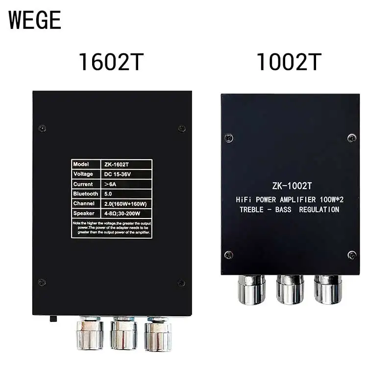 WEGE 1602T 1002T 2*160W 2*100W HIFI стерео двухканальный BT аудио усилитель мощности плата TPA3116D2