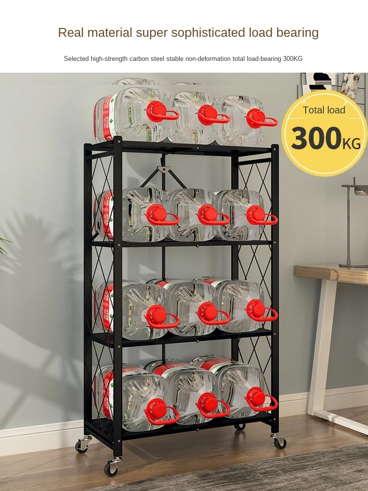 

tallation Kitchen Storage Rack Foldable Pot Rack Organizing Balcony Floor Multilayer Storage Household Storage Goods Shelf