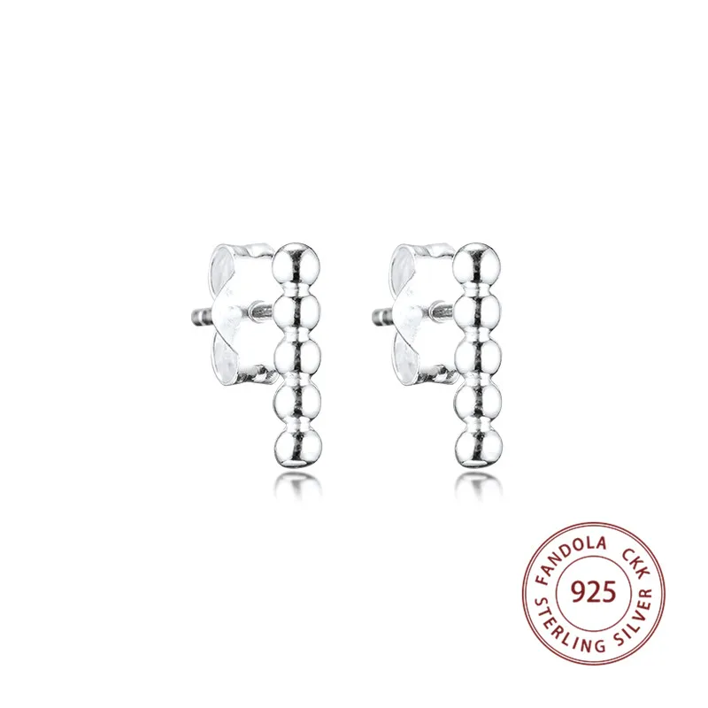 100% реальные 925 стерлингового серебра серьги строки из бисера со шпилькой для