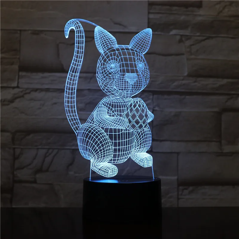 

3D-1547 Squirrel LED Acrylic Night Light with 7 Colors Touch Remote Control Illusion Change Home Decoration Lights