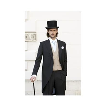 Blazer slim noir pour hommes, 3 pièces, Design à revers, costume sur mesure, un bouton, mode, smoking, décontracté, 2022  (2)