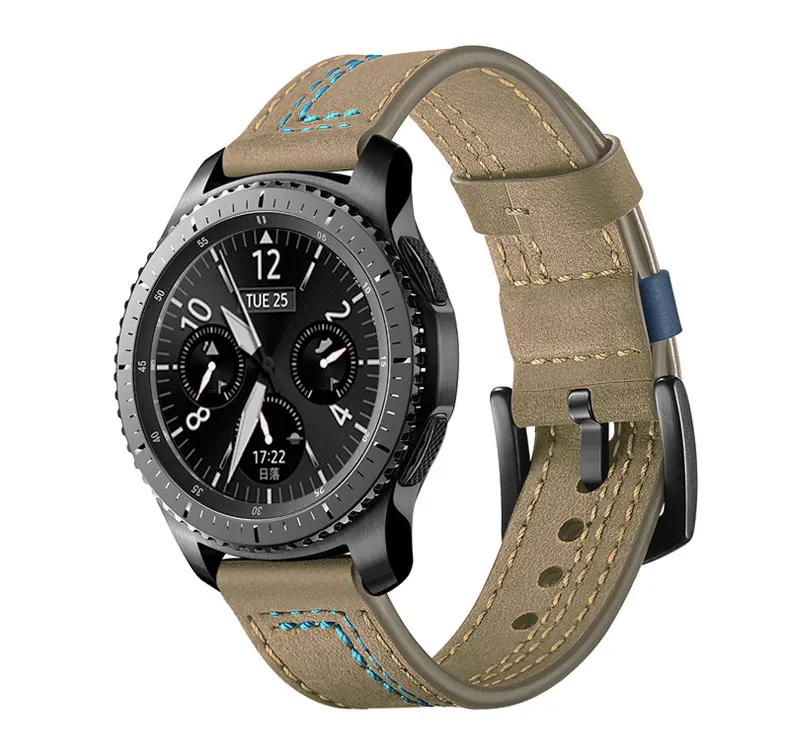 Ремешок из натуральной кожи для samsung galaxy watch 46 мм gear S3 Frontier huawei watch gt 2 46 мм ремешок для часов amazfit GTR 47 мм браслет