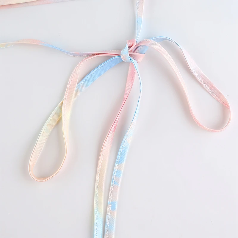 

Streetwear Tie Dye Printing T-Shirt Women Summer Sexy Lace-Up V-Neck T-Shirt Fashion Thin Women Crop Top