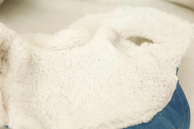 Теплая джинсовая куртка для собак Одежда животных модное зимнее Синее джинсовое