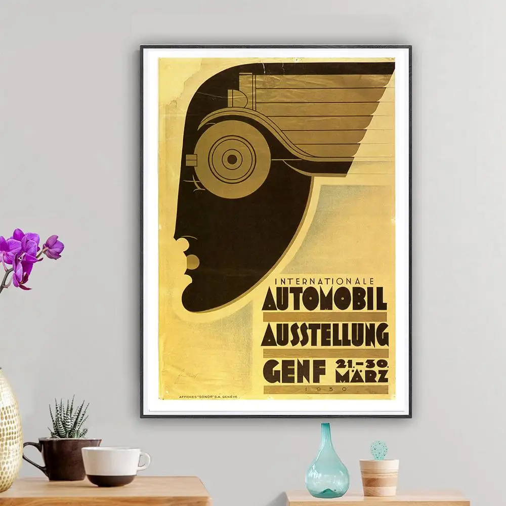 Винтажный рекламный постер для автомобиля швейцарский автошоу 1930 Классические